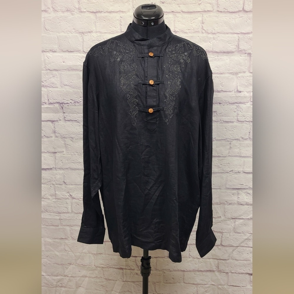 Liz Claiborne Black Blouse with‎ Button Accents